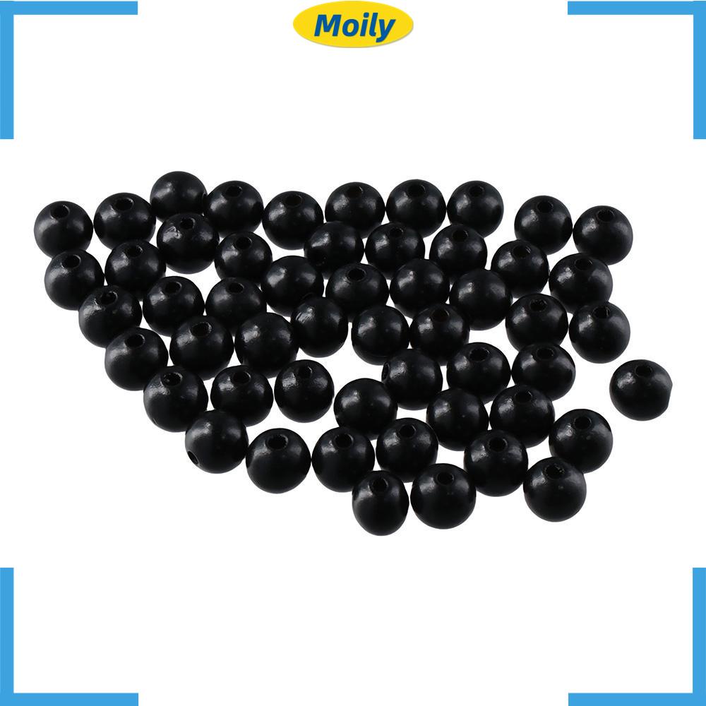 MOILYVN Bộ 100 Hạt Gỗ Màu Đen 20mm Dùng Làm Trang Sức Thủ Công