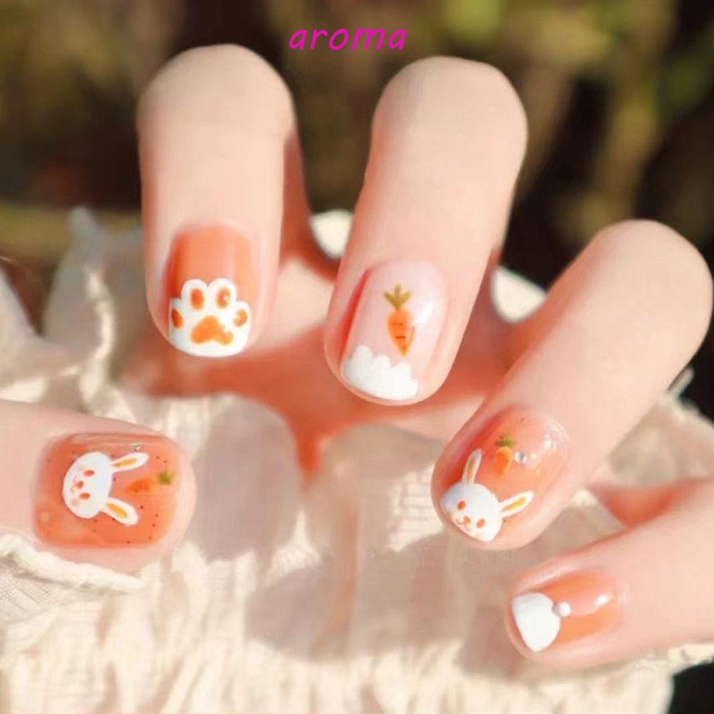 AROMA Miếng Dán Trang Trí Móng Tay Họa Tiết Hoạt Hình Gấu Pooh / Thỏ / Dâu Tây
