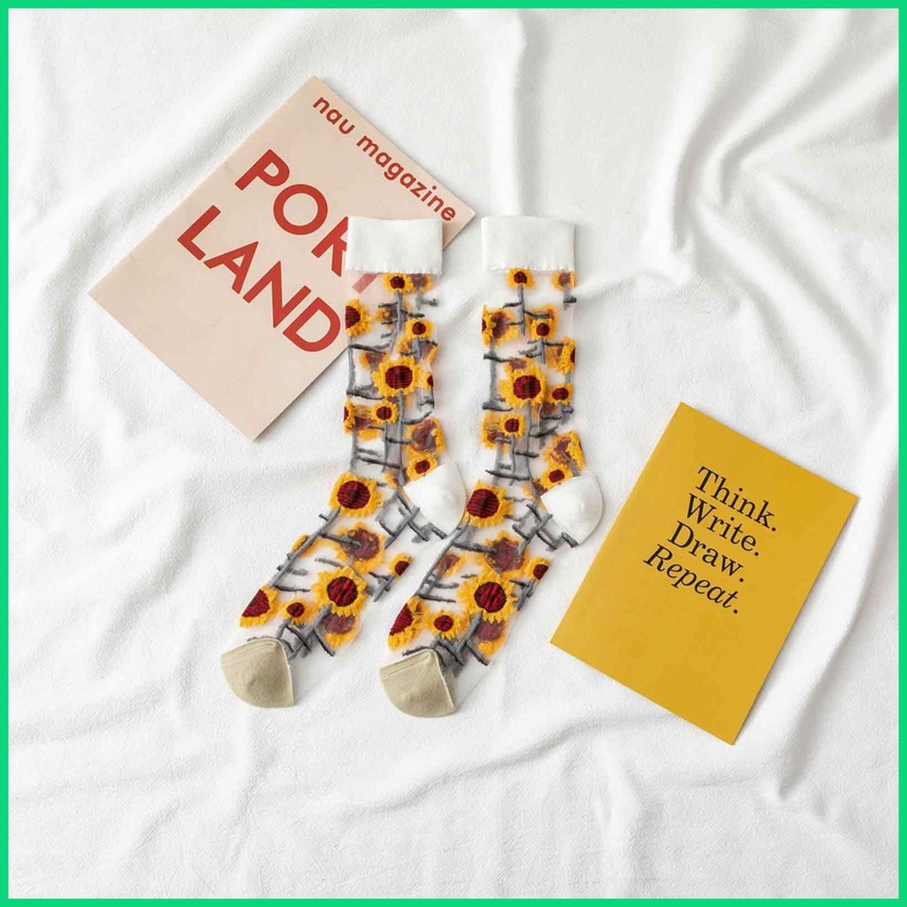 Đôi Vớ Thoáng Khí Thêu Hoa 3D Dành Cho Nữ