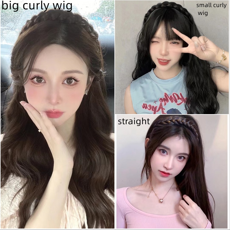 Tóc Giả Dài Xoăn Tự Nhiên Có Băng Đô Bện Cho Nữ