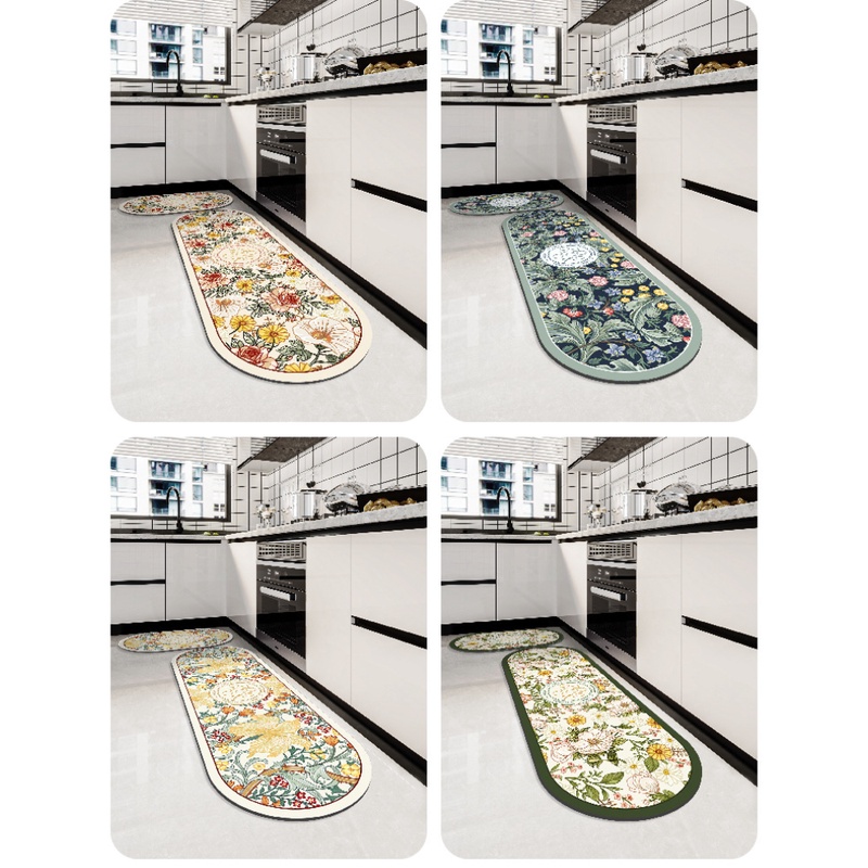 Thảm Chùi Chân Chống Trượt Họa Tiết Hoa Phong Cách Vintage