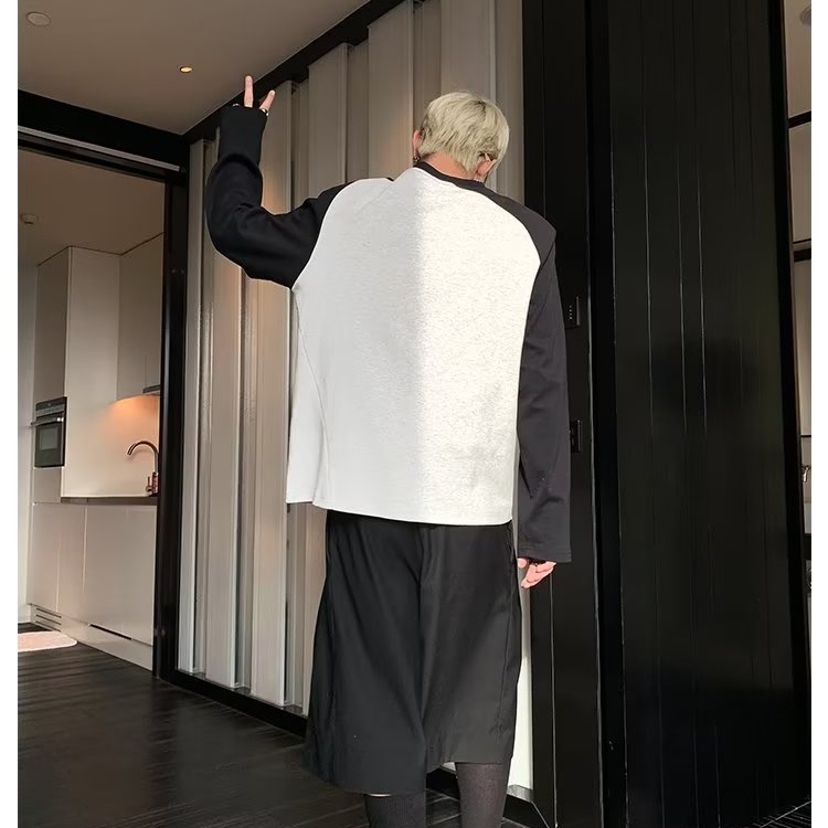 Áo Thun Cotton Dáng Rộng Tay Dài Thêu Họa Tiết Niche Màu Sắc Thời Trang Đường Phố