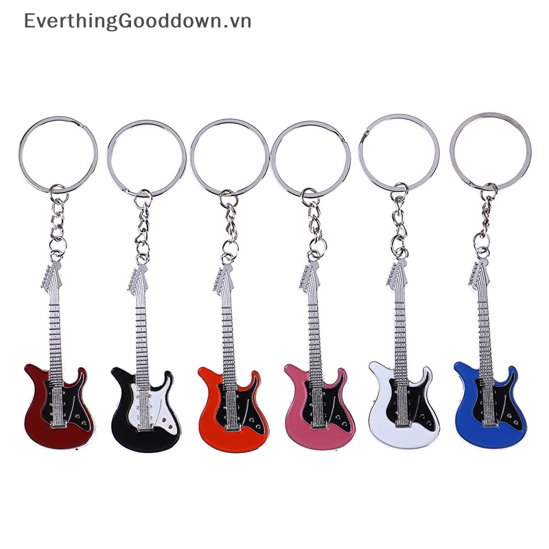 Everthinggooddown Móc Khóa Hình Đàn guitar Điện mini Bằng Kim Loại Sáng Tạo