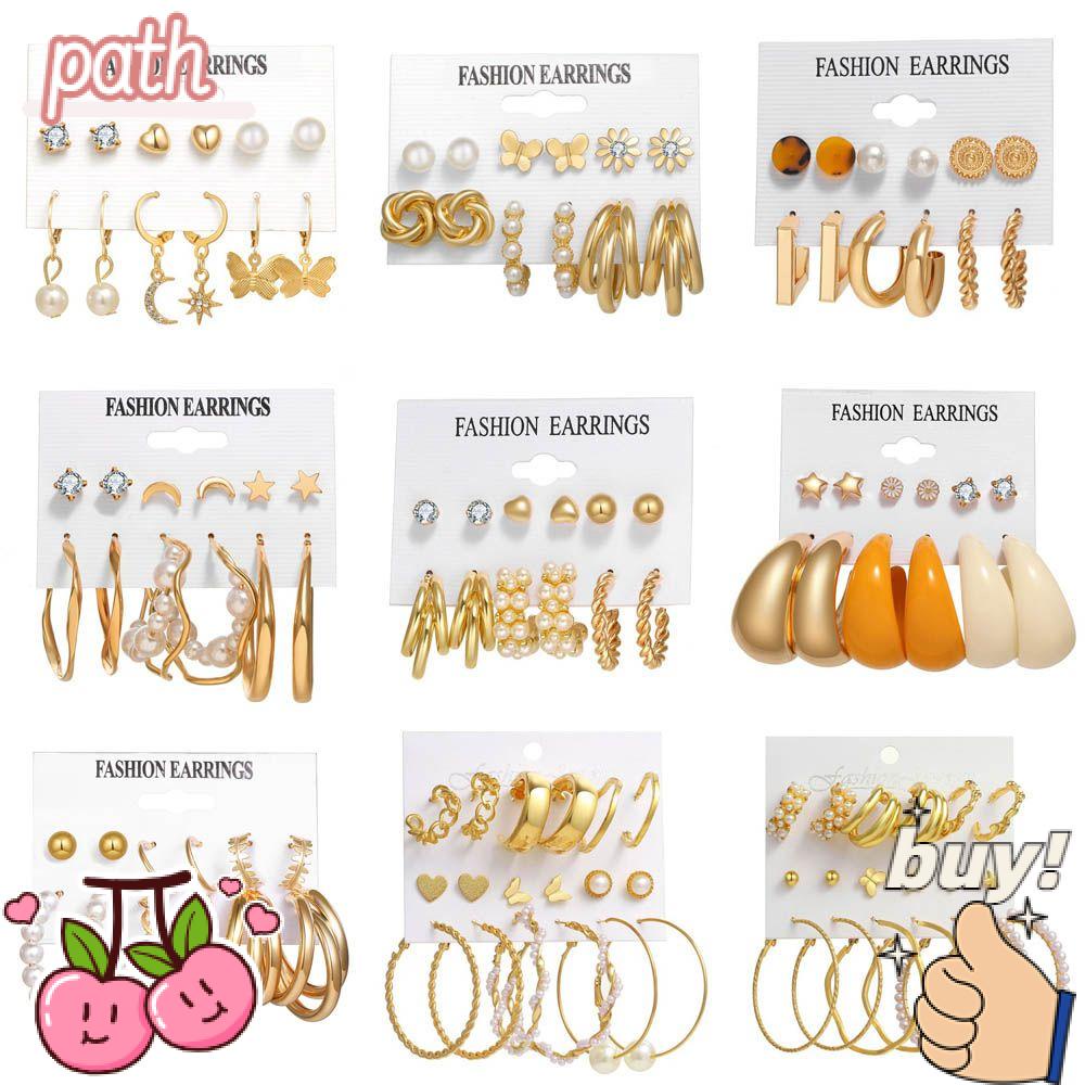 PATH Bộ Khuyên Tai Dáng Dài Đính Đá Sang Trọng Cho Nữ