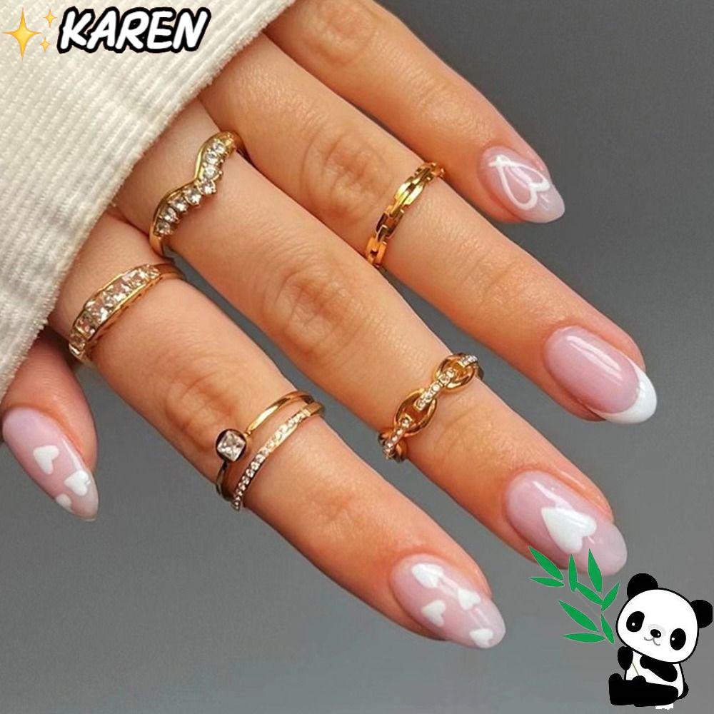 KAREN Set 24 Móng Tay Giả Có Thể Tháo Rời Edge