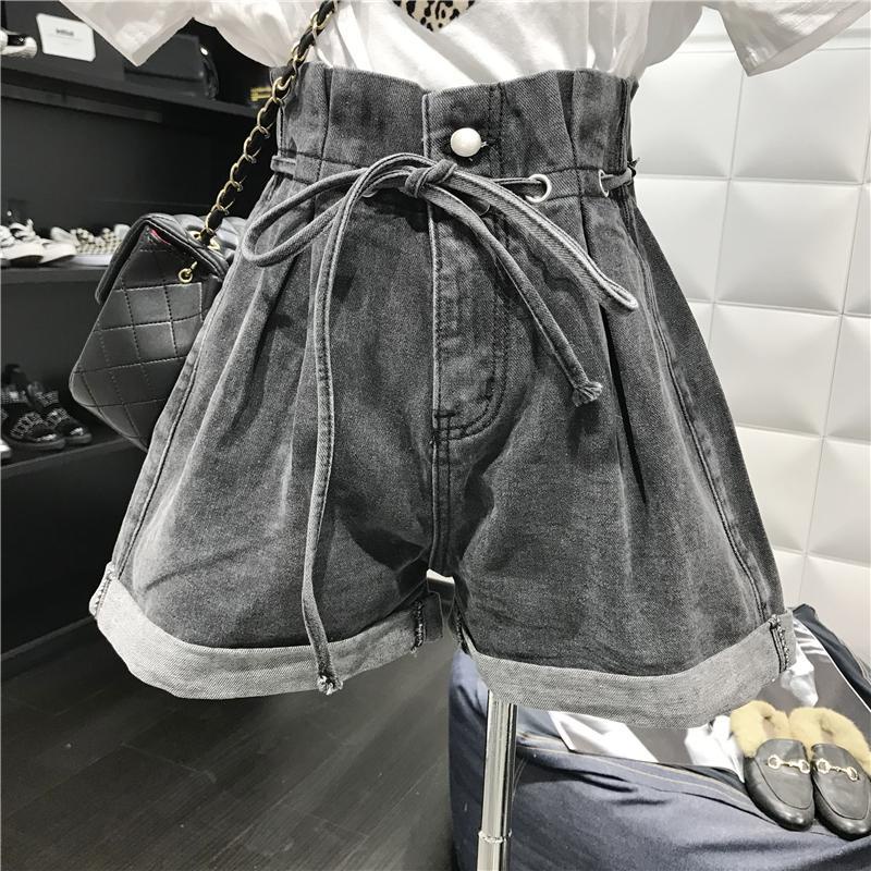 Quần Short Denim Lưng Cao Ống Rộng Phong Cách Hàn Quốc Thời Trang Mùa Hè Mới 2023