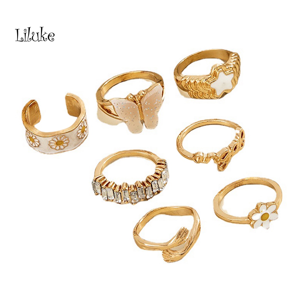 Bộ 7 Nhẫn Nữ Trang Phong Cách Gothic Độc Đáo