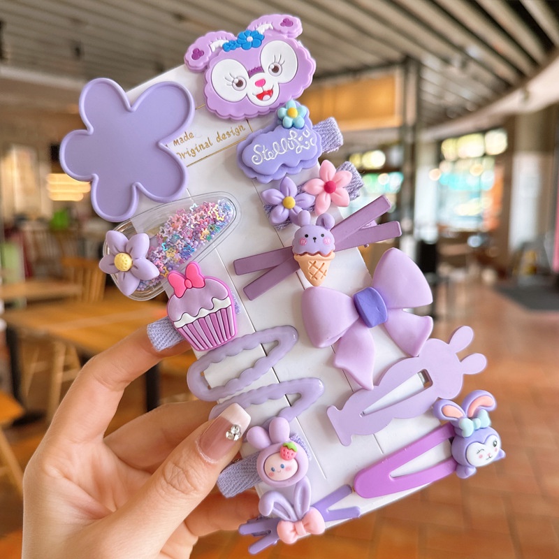 Set Kẹp Tóc Hình Chú Gấu / Ngôi Sao / Quả Dâu Tây Bằng Acrylic Dễ Thương Thời Trang Cho Bé Gái