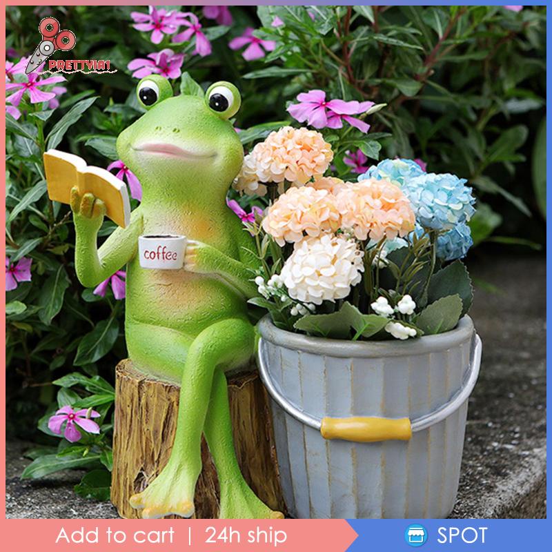 Chậu Hoa Nhỏ Bằng Resin Hình Chú Ếch Đáng Yêu Trang Trí Phòng Khách