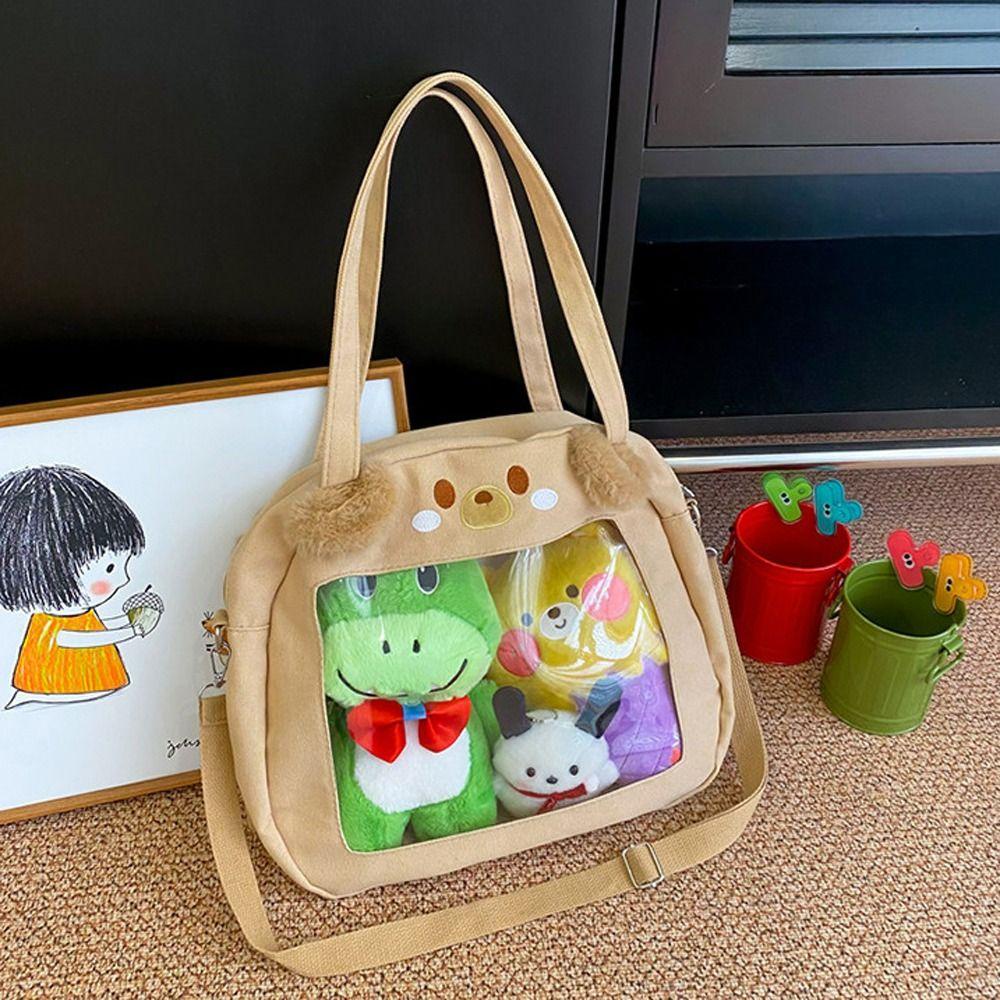 LOMBARD Túi Đeo Chéo Vải Canvas Trong Suốt Hình Chú Chó Cinnamoroll Phong Cách Nhật Bản Dễ Thương Cho Học Sinh / Bé Gái