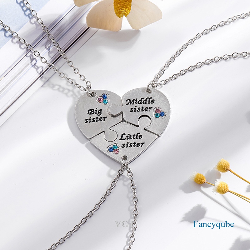 Ygt Set 3 Vòng Cổ Hình Học Ghép Hình Trái Tim Từ Tính Thời Trang Cho Bé