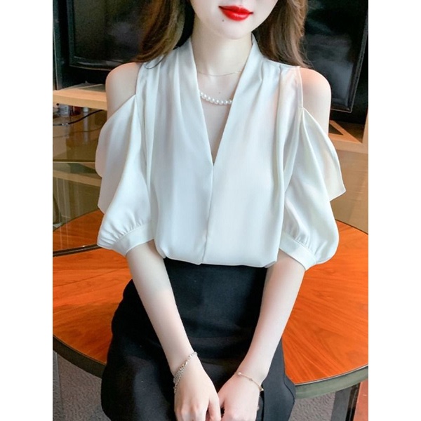 Áo Sơ Mi Chiffon Satin Cao Cấp Trễ Vai Cho Nữ