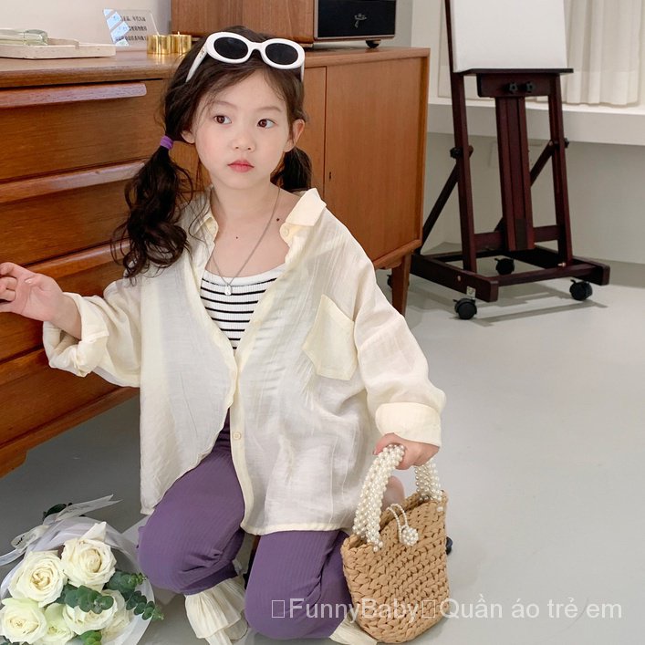 Áo Sơ Mi Mỏng Nhẹ Tay Dài Chống Nắng Phong Cách Hàn Quốc Thời Trang Mùa Hè Mới 2023 Dành Cho Bé Gái
