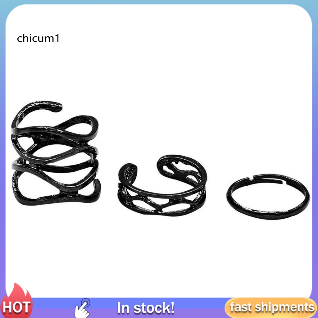 Nhẫn Đeo Khớp Ngón Tay Màu Đen Phong Cách Vintage Tinh Tế Có Thể Điều Chỉnh