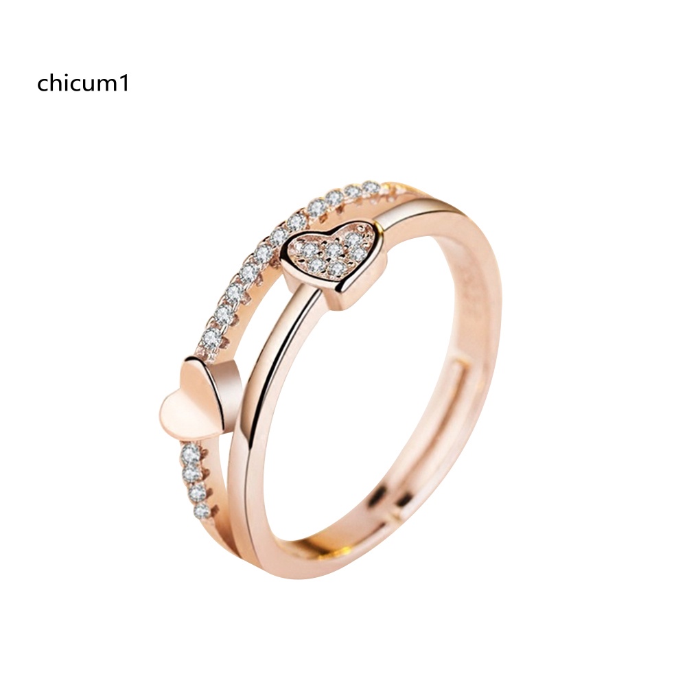 Nhẫn Hở Hình Trái Tim Đính Đá Thời Trang Cho Nữ