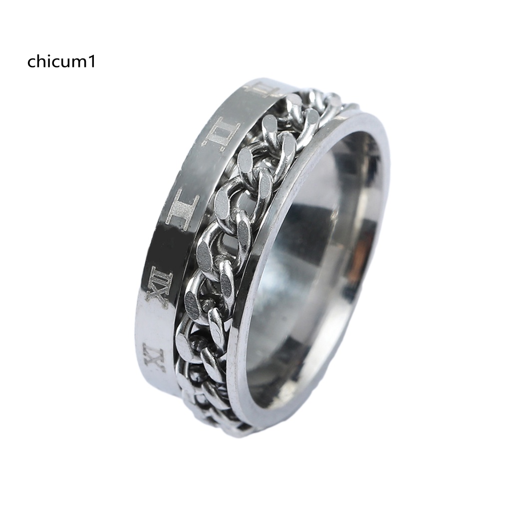 Nhẫn Thép Không Gỉ Phối Dây Xích Thời Trang Cho Nam