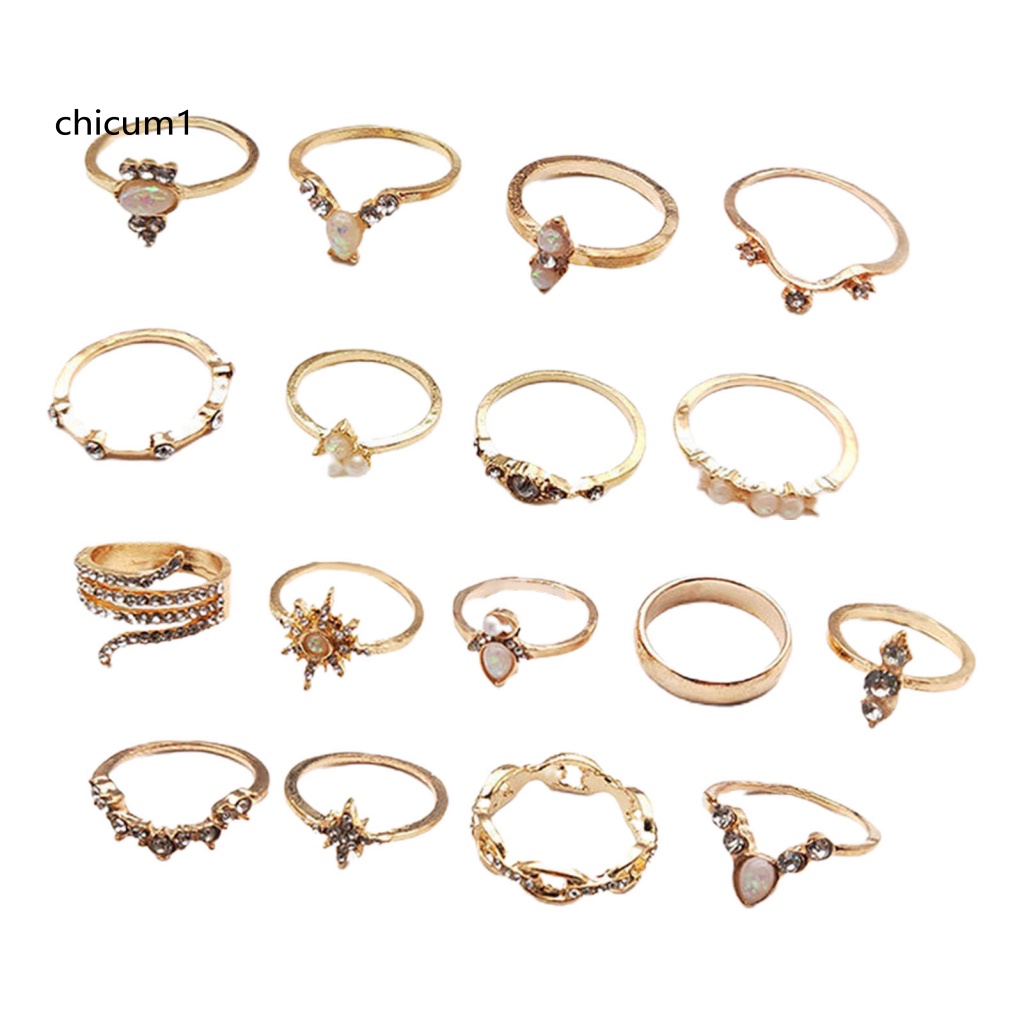 Set 17 Nhẫn Đeo Khớp Ngón Tay Phong Cách Vintage