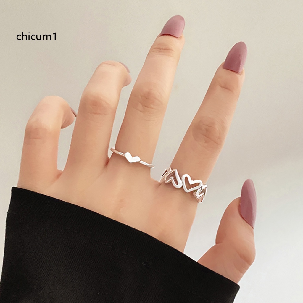 1 Cặp Nhẫn Đeo Ngón Tay Màu Sắc Xinh Xắn Lãng Mạn Dành Cho Nữ