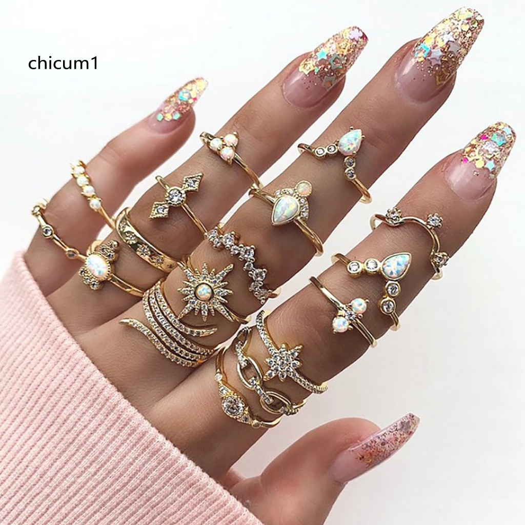 Set 17 Nhẫn Đeo Khớp Ngón Tay Phong Cách Boho