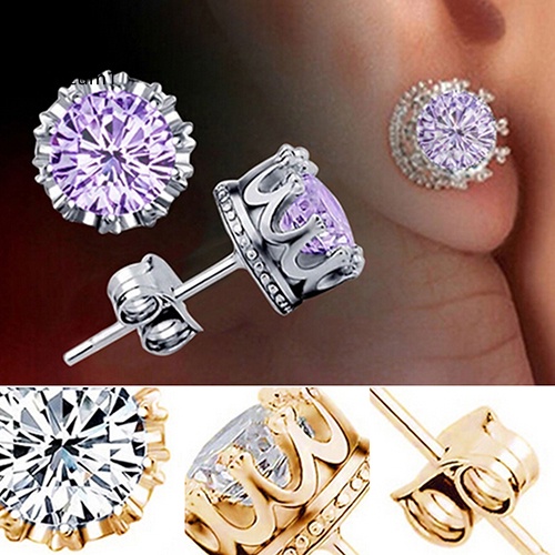 Bông Tai Mạ BạC HìNh Vương MiệN ĐíNh Đá ThờI Trang