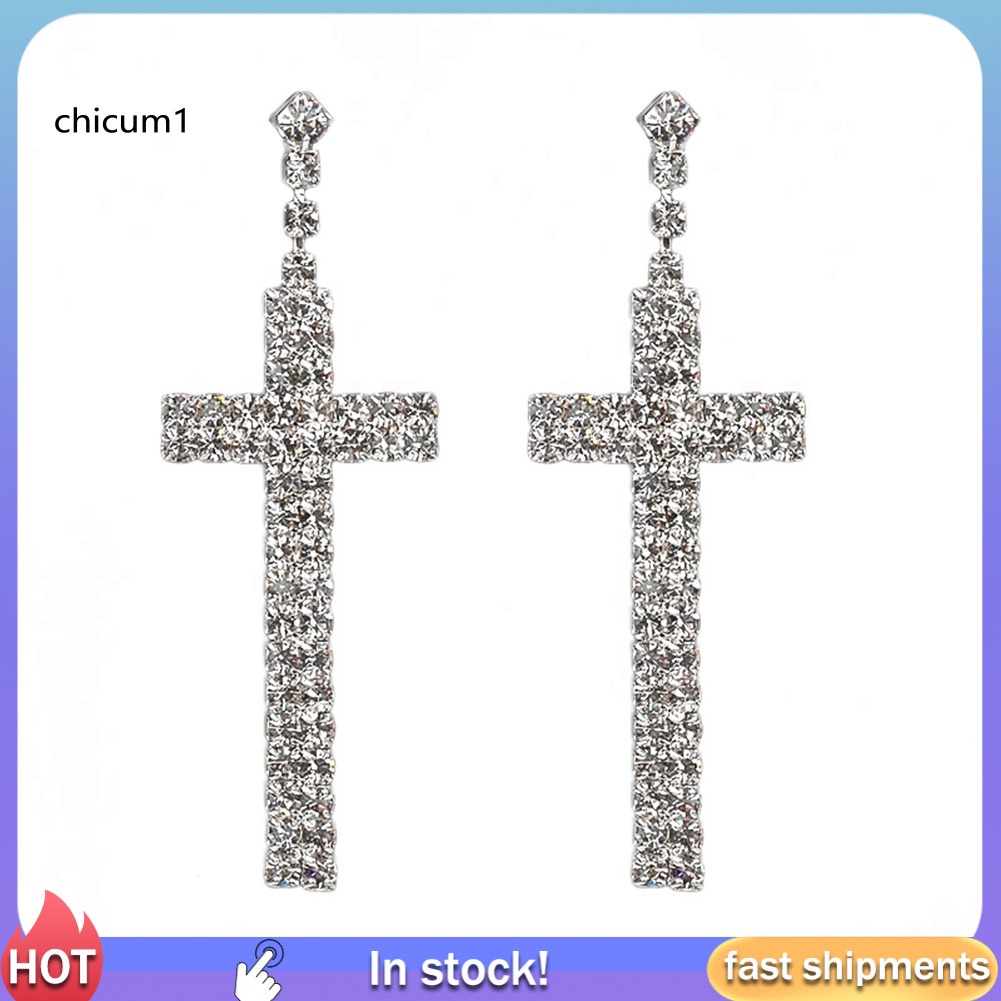 Bông Tai HìNh Chữ ThậP ĐíNh Đá NhiềU MàU SắC