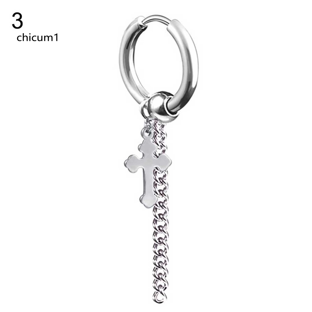 1 Khuyên Tai Dạng Vòng Dài Bằng Thép Không Gỉ Unisex