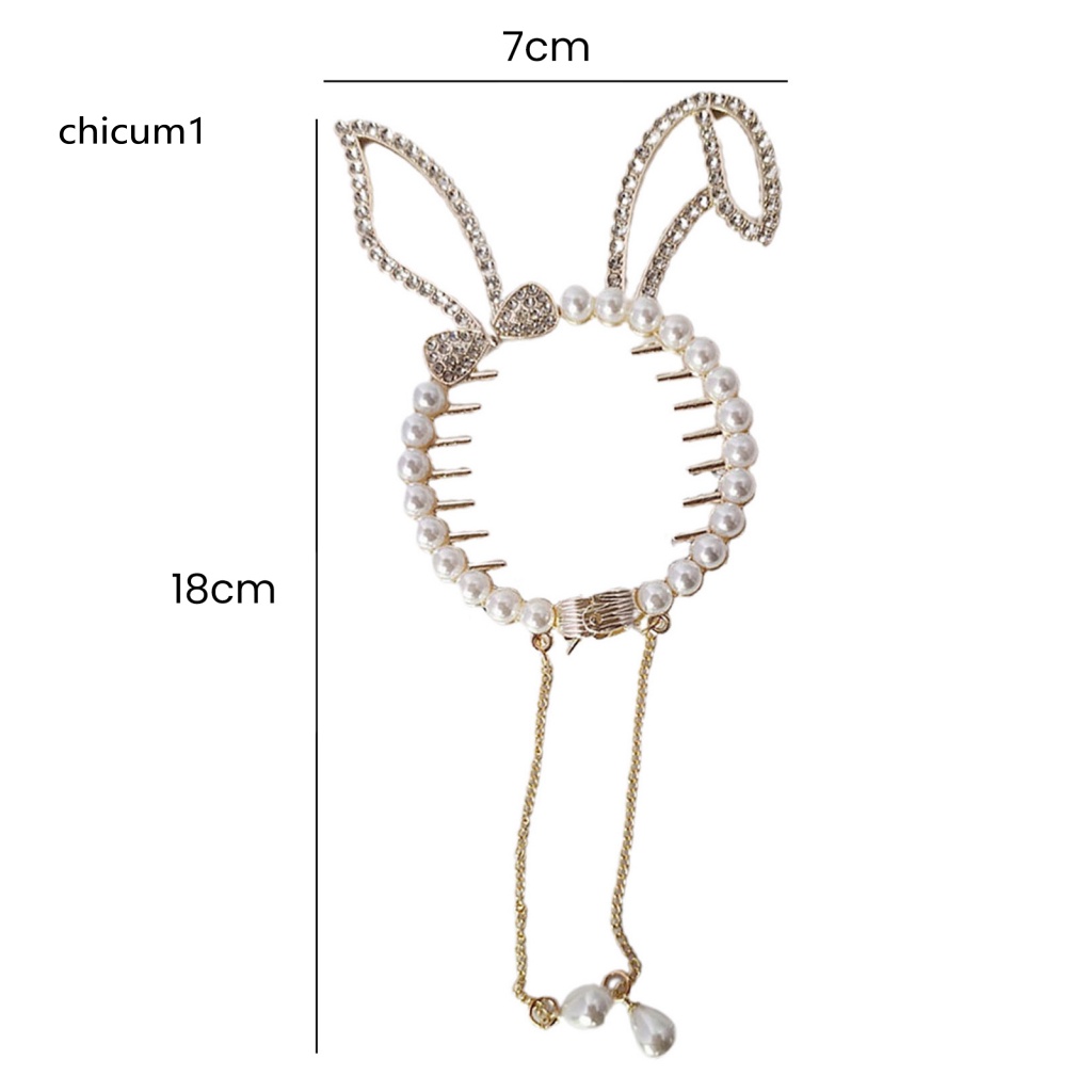 Kẹp Tóc Hình Tai Mèo Đính Đá Và Ngọc Trai Giả Lấp Lánh Thời Trang Cho Nữ