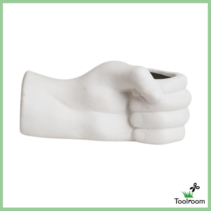 Lọ Hoa Bằng Gốm Hình Cánh Tay Người Màu Trắng Dùng Trang Trí