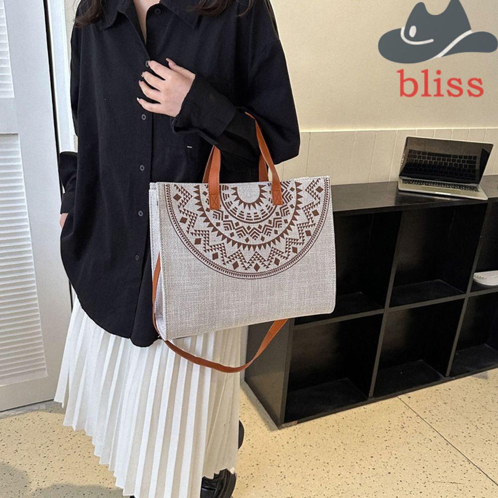 BLISS Túi Tote Vải Canvas Đa Năng In Họa Tiết Phong Cách Nhật Bản Tinh Tế Thời Trang Cho Nữ
