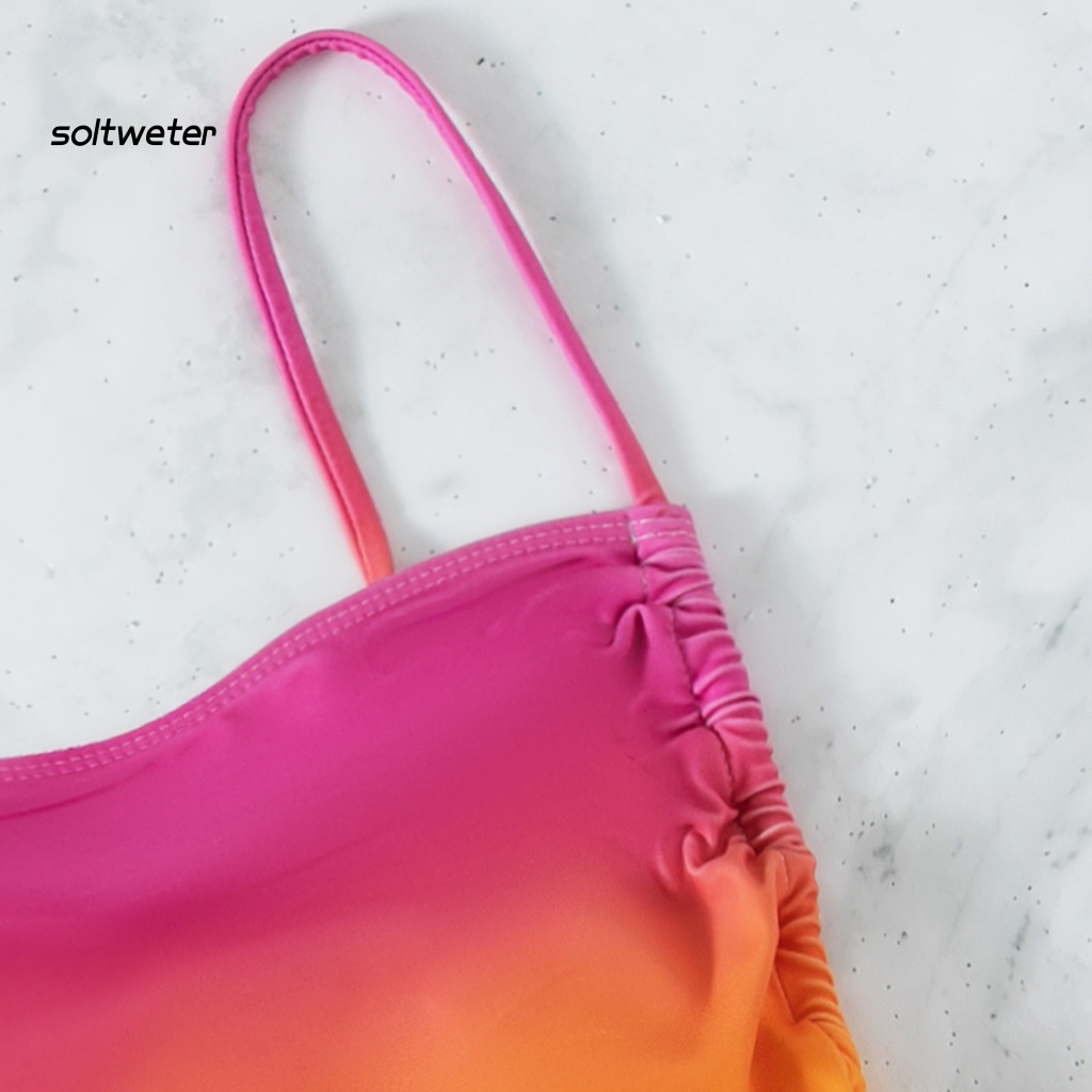 St Bộ Đồ Bơi Bikini Một Mảnh Dây Rút Màu Gradient Dành Cho Nữ