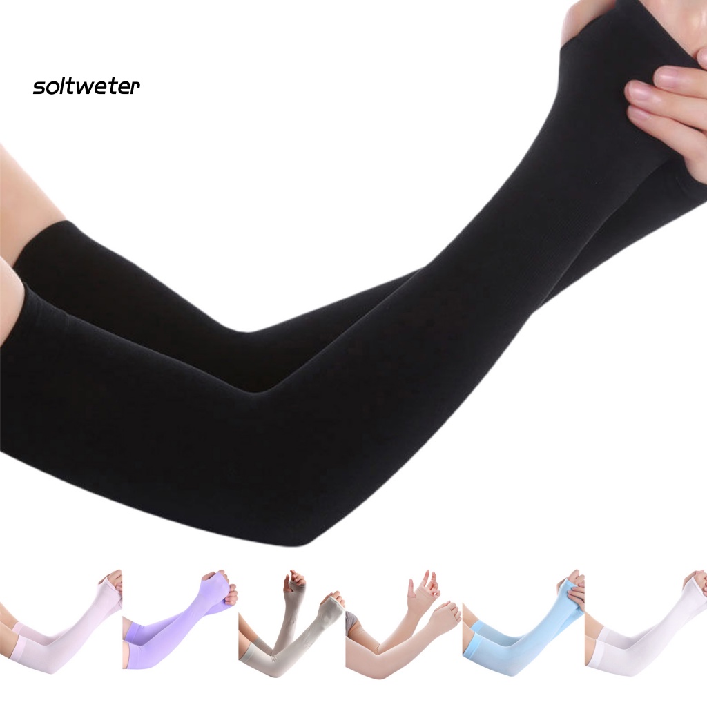 1 Đôi Găng Tay Chống Nắng / Tia UV Màu Trơn Ôm Dáng Tiện Dụng