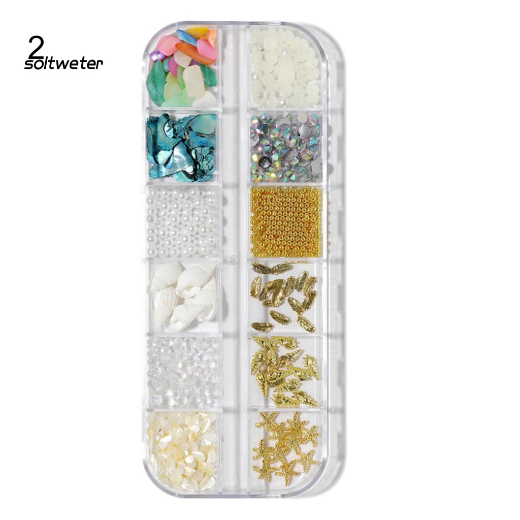 1 Hộp Phụ Kiện Trang Trí Móng Tay Nghệ Thuật Hình Vỏ Sò / Sao Biển / Vỏ Sò 3D Bằng Nhựa