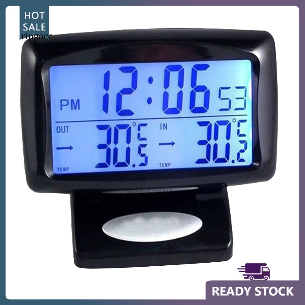 Đồng Hồ Kỹ Thuật Số LCD Hiển Thị Nhiệt Độ Có Đèn Nền Cho Xe Hơi