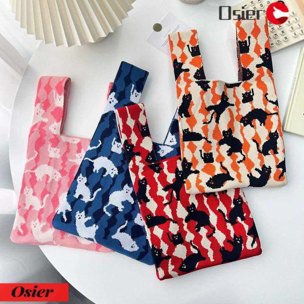 OSIER1 Túi Xách Đan Len Thủ Công Thắt Nút Độc Đáo Hợp Thời Trang