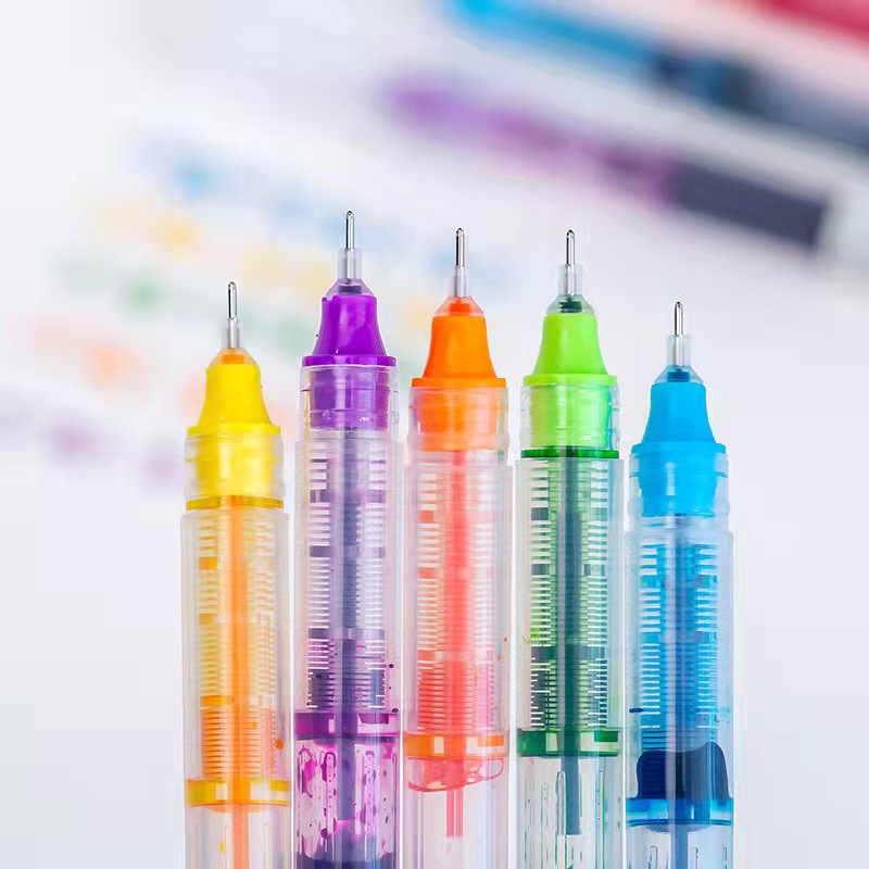 Set 12 Bút Mực Gel Ngòi 0.5mm Màu Đen / Xanh Dương Nhanh Khô
