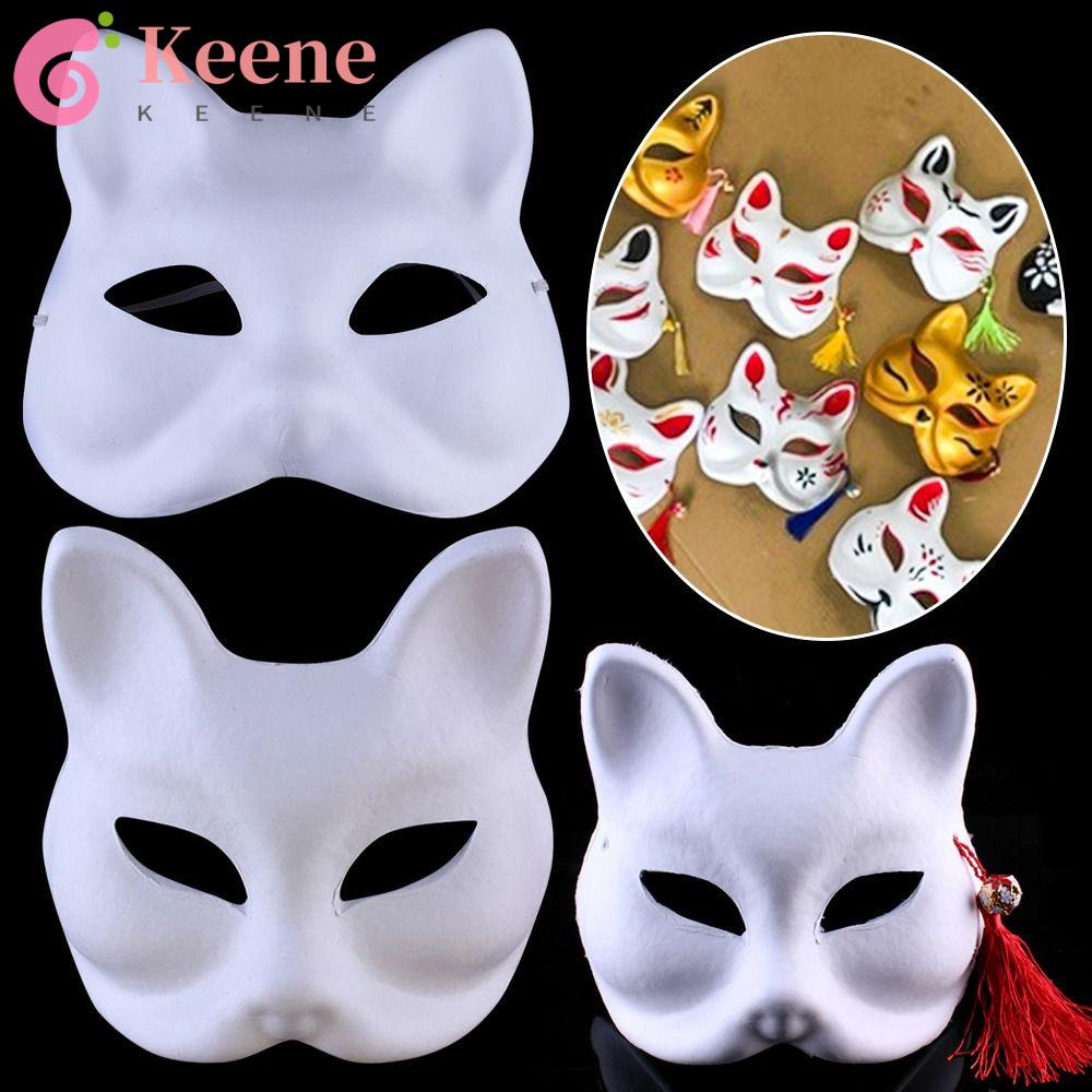 Mặt Nạ Cáo Hóa Trang Halloween Màu Trắng DIY