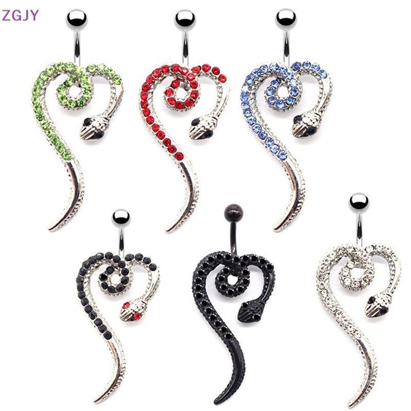 Khuyên Rốn Hình Rắn Đính Đá Zircon Bằng Thép Không Gỉ Thời Trang Cho Nữ Mới