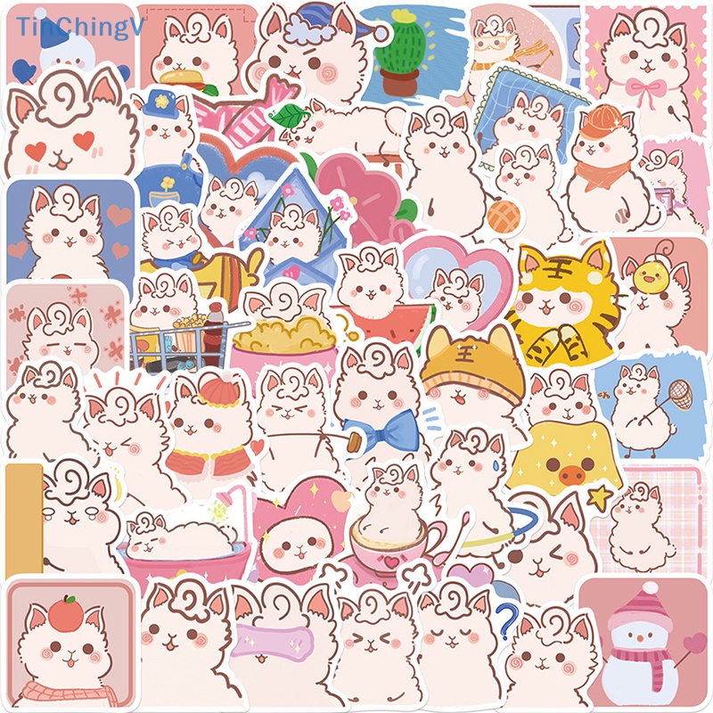 Bộ 50 Miếng Dán Trang Trí Xe Hơi / Guitar / Laptop Họa Tiết Lạc Đà Hoạt Hình Dễ Thương