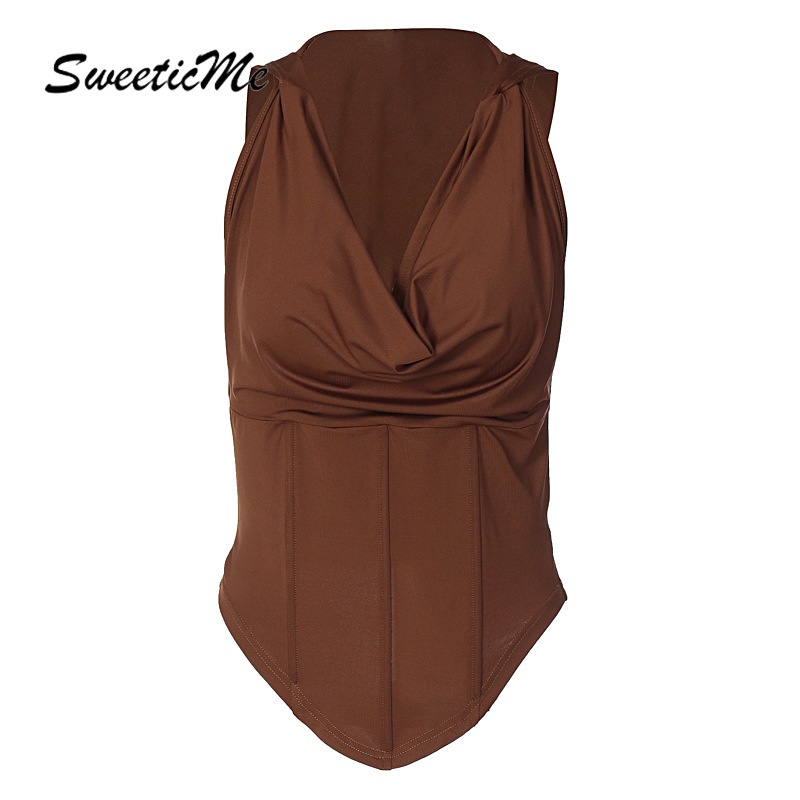 Áo Hoodie Không Tay Hở Lưng Dáng Ôm Màu Trơn Thời Trang Mới 2023 Dành Cho Bạn Nữ