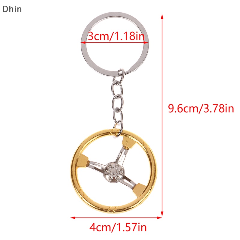 [Dhin] Sports Racing Mixed Color Personality Steering Wheel Modified Car Keychain Creative Model Metal Charm Key Ring COD