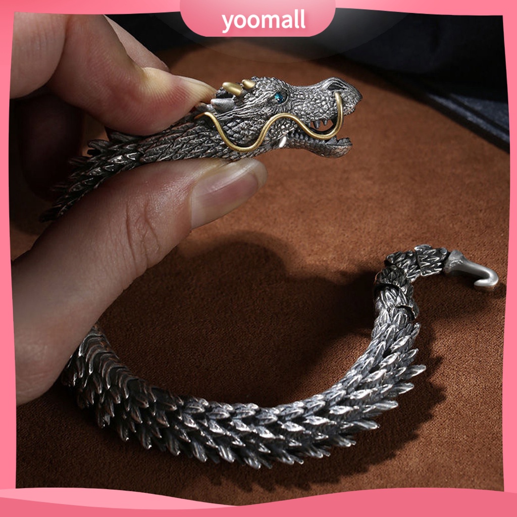 [YM] Vòng Đeo Tay Nam Hình Đầu Rồng Bằng Đồng Không Gây Dị Ứng Phong Cách Hip hop Có Thể Điều Chỉnh