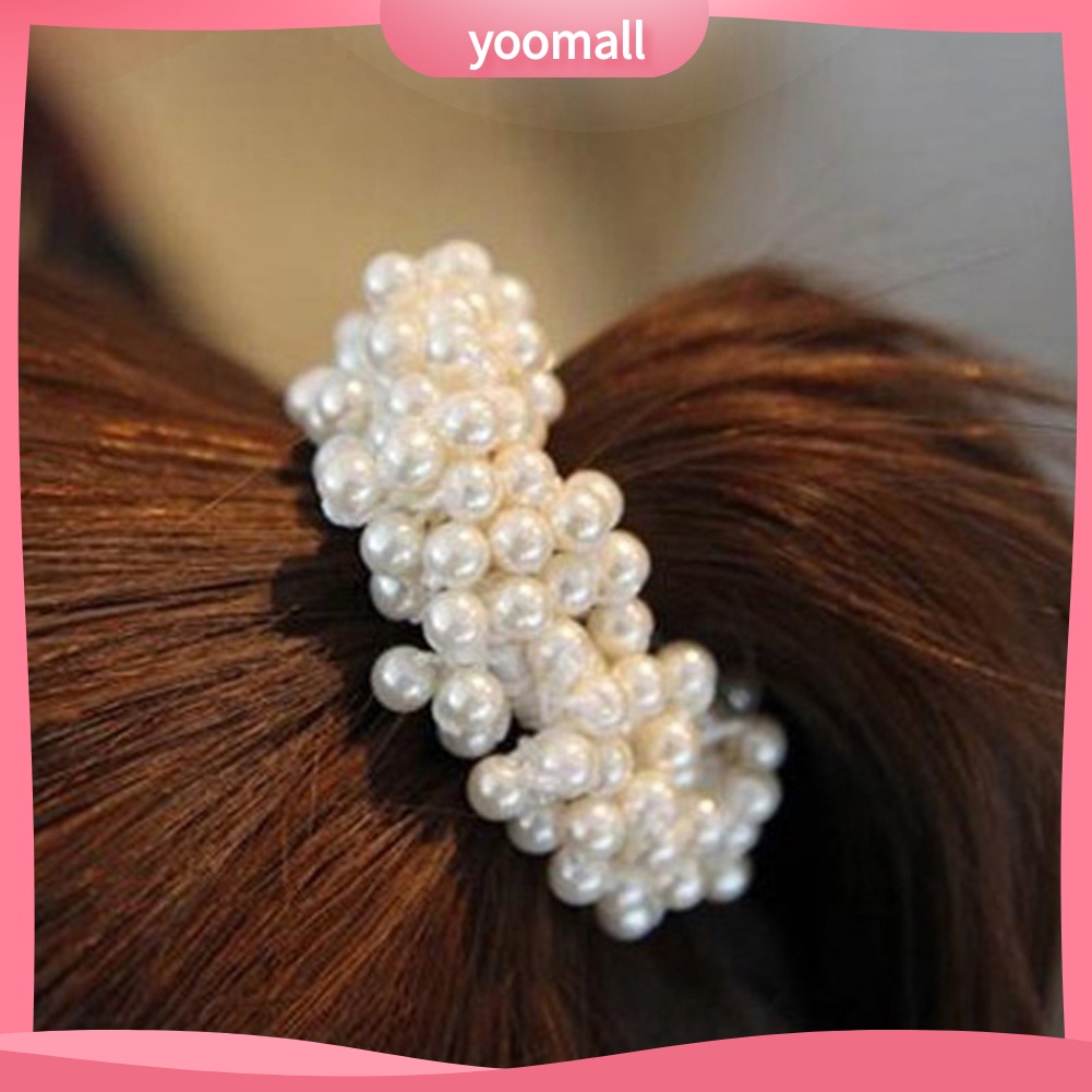 Dây Cột Tóc Đính Hạt Ngọc Trai Nhân Tạo Handmade Thời Trang Cho Nữ