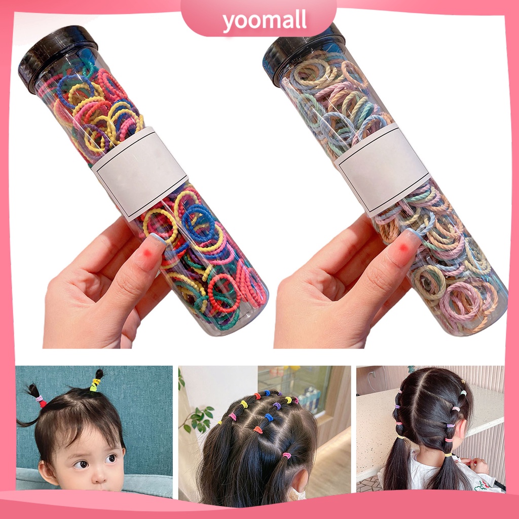 Bộ 300 Dây Cột Tóc Co Giãn Tốt Không Đau Không Làm Tổn Thương Tóc Đuôi Ngựa Cho Bé