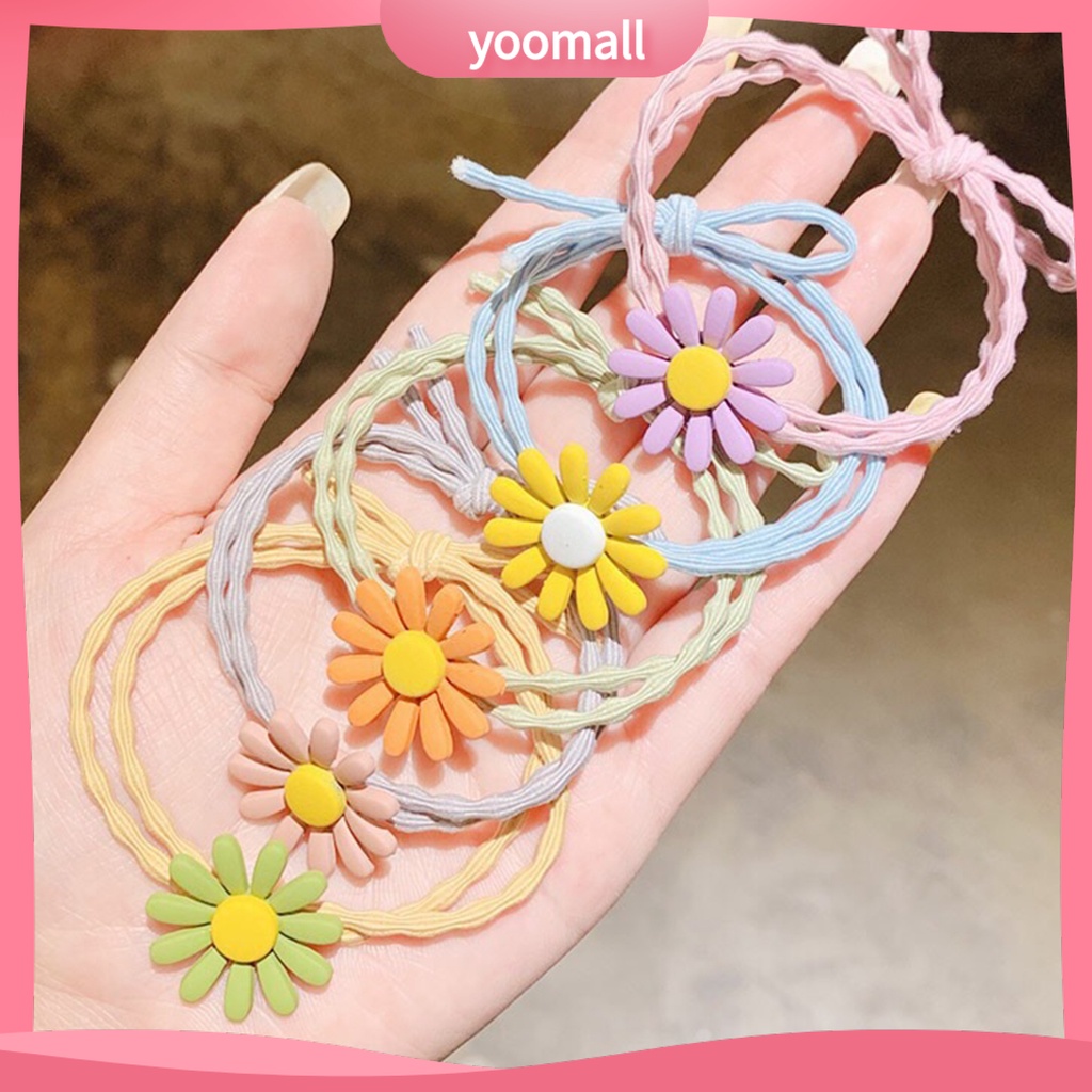 Dây Cột Tóc Co Giãn Đính Hoa 3D Bằng Nhựa Resin Có Thể Giặt Rửa Cho Bé