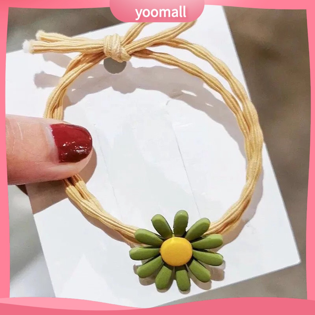 Dây Cột Tóc Co Giãn Đính Hoa 3D Bằng Nhựa Resin Có Thể Giặt Rửa Cho Bé