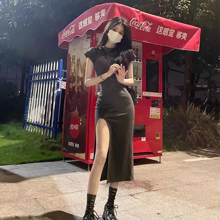 Đầm Tay Ngắn Dáng Ôm Xẻ Tà Thời Trang Mùa Hè Quyến Rũ Cho Nữ