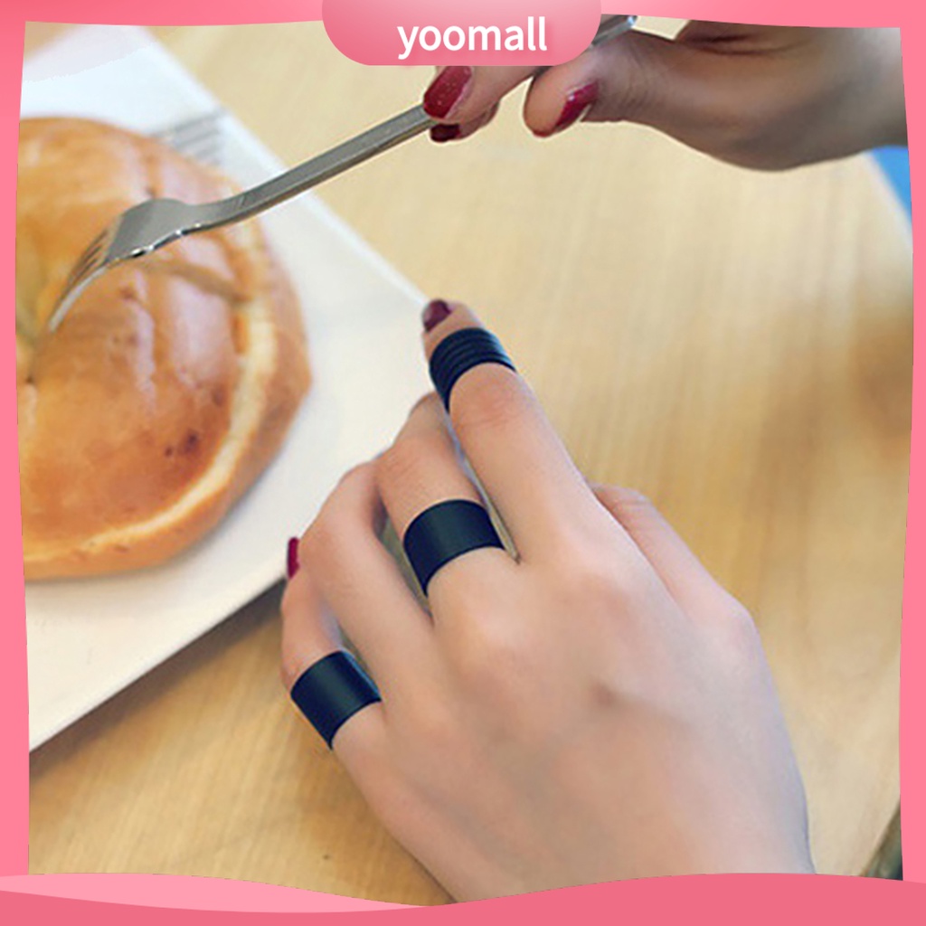 Bộ 3 Nhẫn Đeo Đốt Ngón Tay Màu Đen Trơn Thời Trang