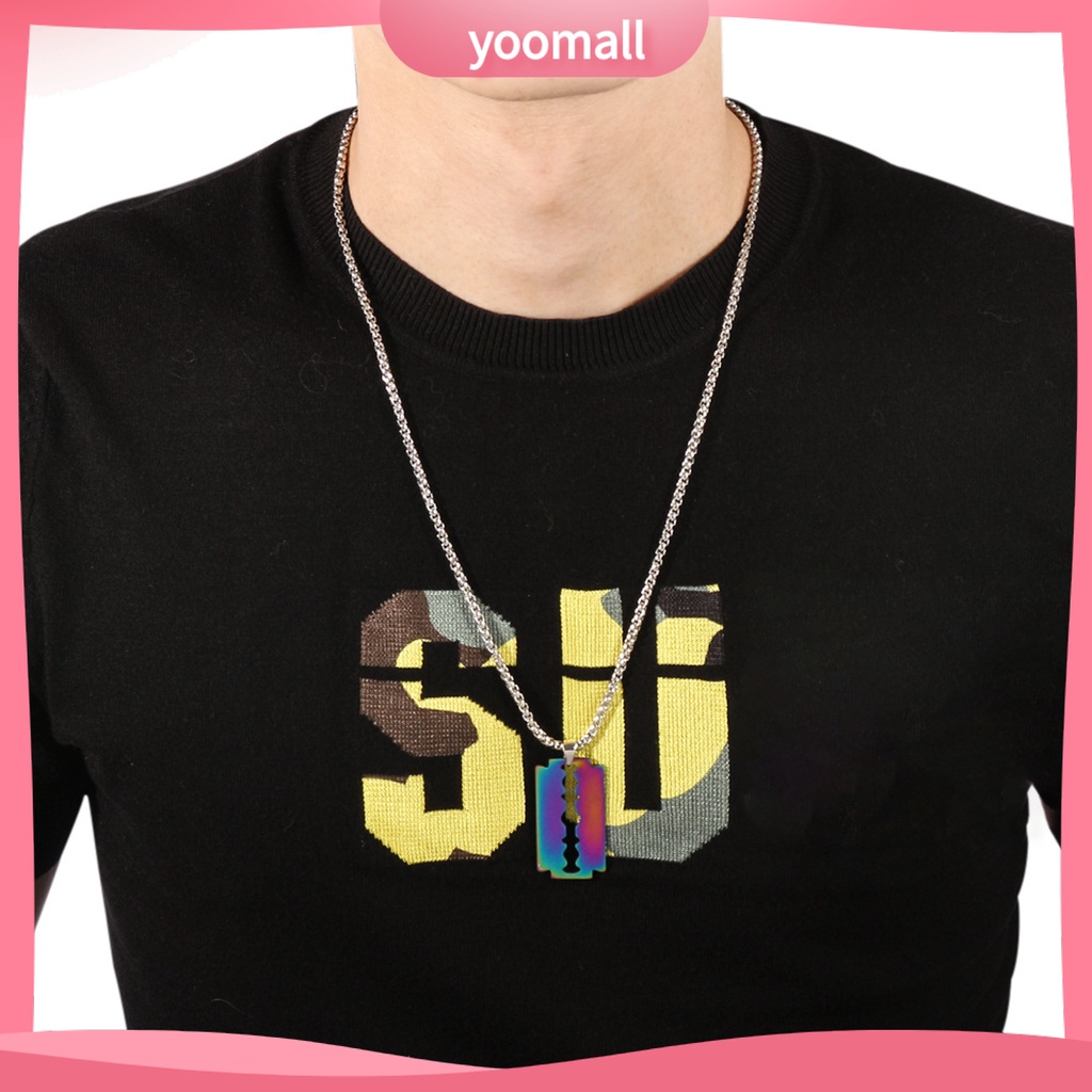 Vòng cổ Mặt Hình Lưỡi Dao Bằng Thép Không Gỉ Mạ Điện Phong Cách Punk Hip Hop Làm Quà Sinh Nhật Hàng Ngày Cho Nam Và Nữ