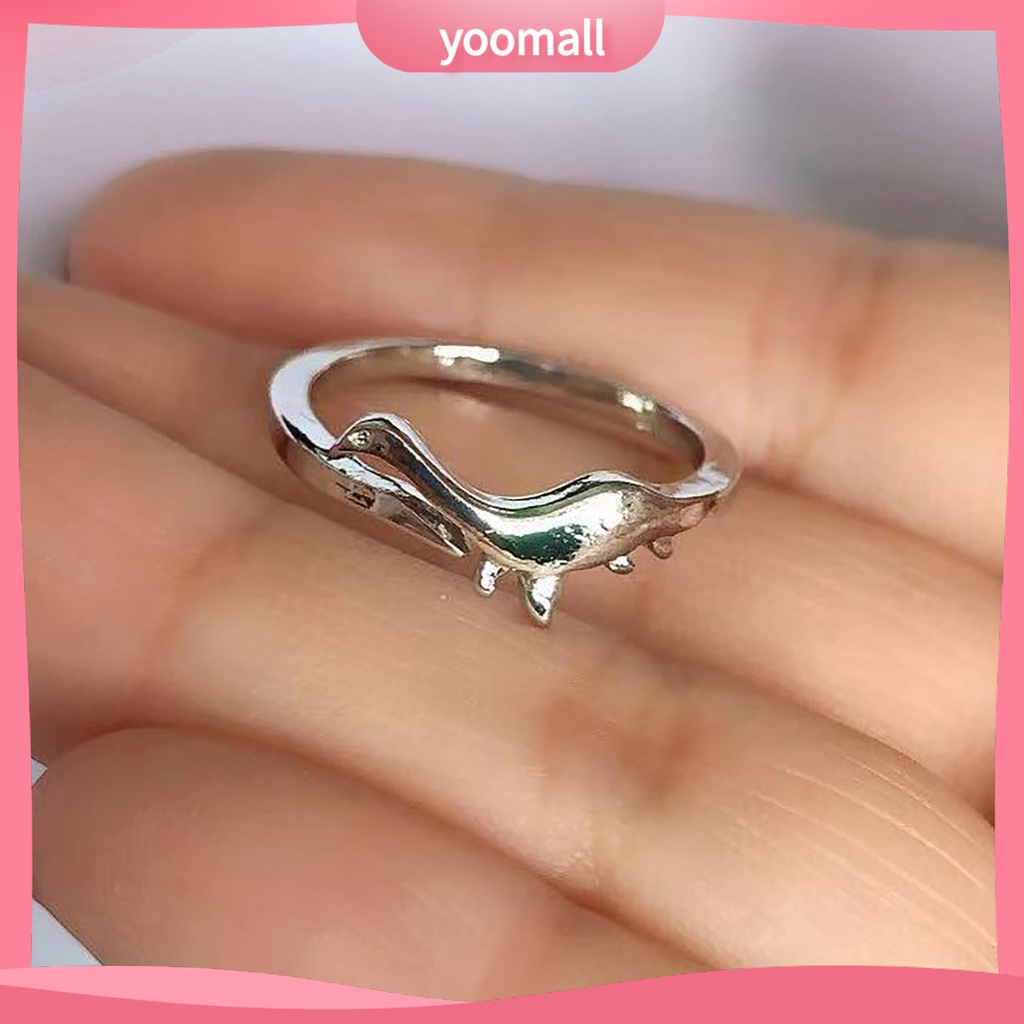 Nhẫn Hở Hình Khủng Long Bằng Kim Loại Thân Thiện Với Da Dễ Thương Có Thể Điều Chỉnh