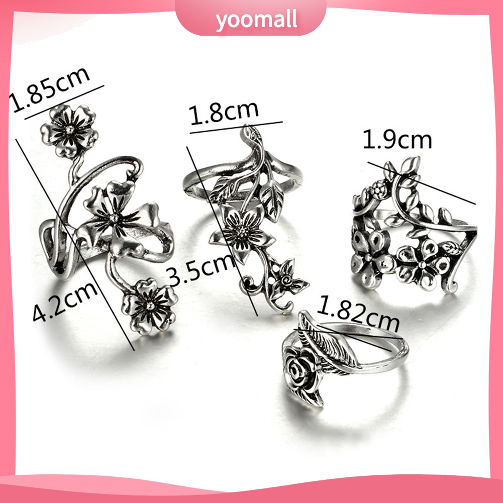 Bộ Nhẫn Hình Hoa Lá Phong Cách Vintage Thời Trang Cho Nữ
